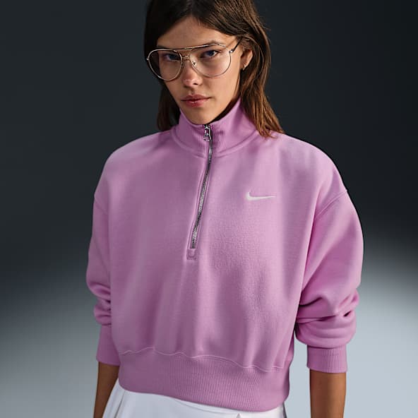 Nike air womens half zip hoodie pink top